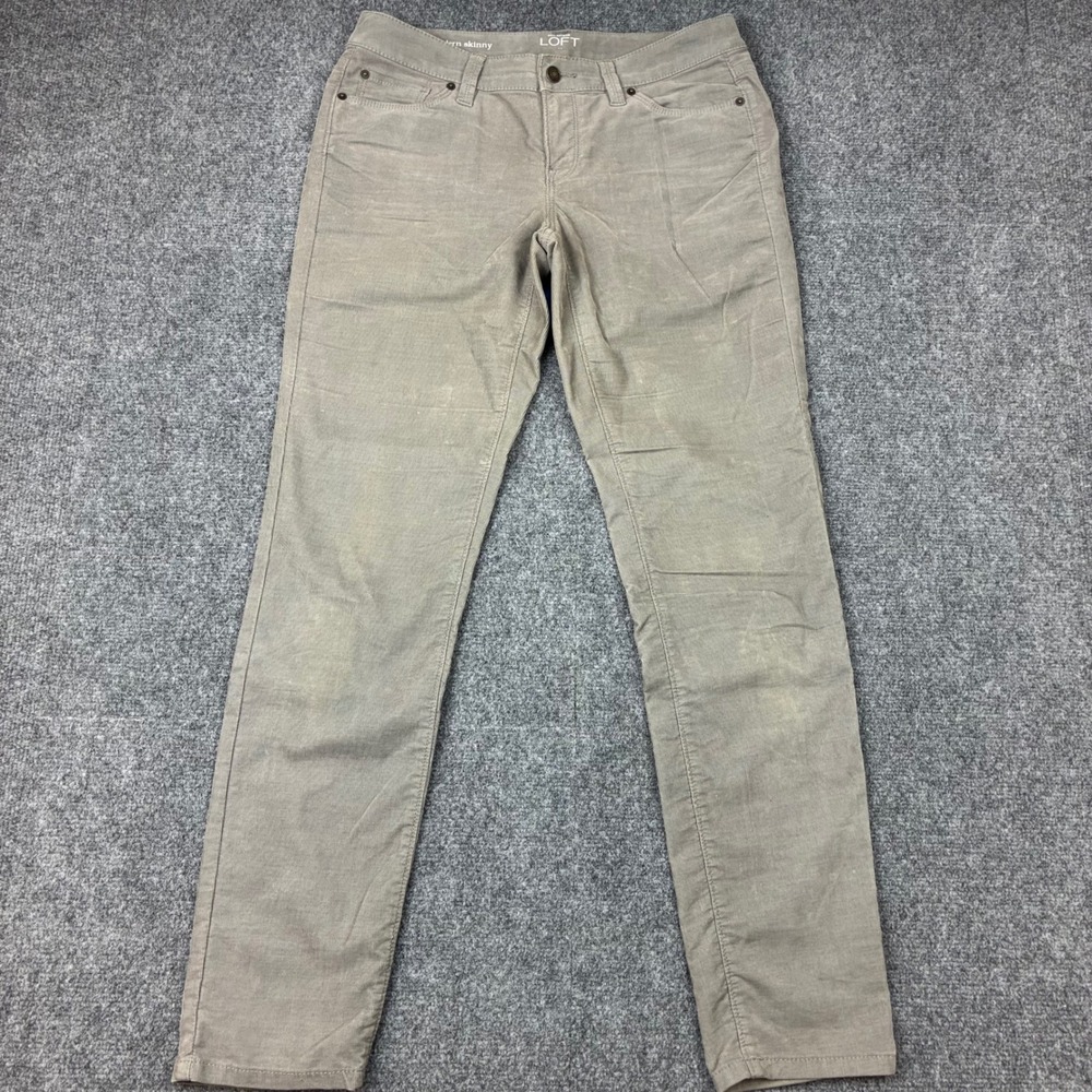 Ann Taylor LOFT Modern Skinny Corduroy Pants Gray Taupe Womens Size 4 32x30